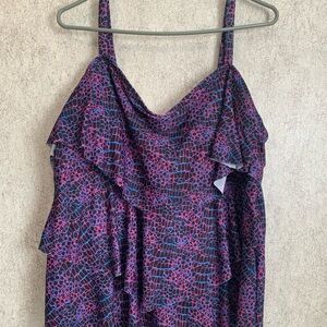Swim Tankini tiered design purple blue XXL